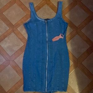 Blue Denim Zip Up Dress